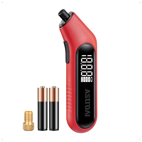 AstroAI Digital Tire Pressure Gauge 3-300PSI Calibrated to ANSI B40.7 Grade 2A (0.5%), Backlight and Flashlight, Presta Valve Adaptor Included, 4 Units, AAA Batteries, Red - color: Red, size: 1 Pack