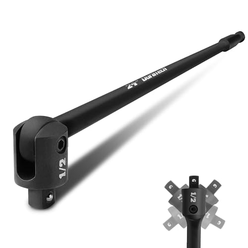 DURATECH Breaker Bar, 1/2'' Drive 24-Inch Breaker Bars Heavy Duty, with 240° Flex Head, Spring-loaded Detent Ball, CR-MO Head, Premium Black Phosphate Finish - color: Black, size: 24 in