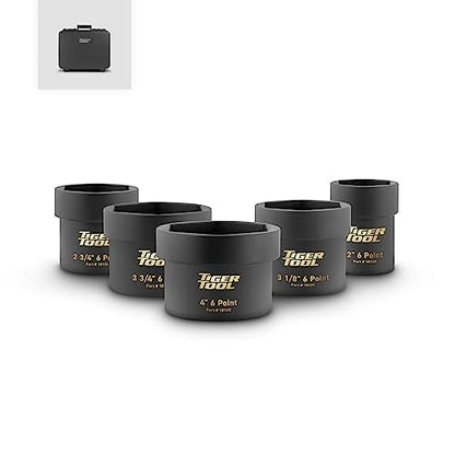 Tiger Tool 6-Point Axle Nut Socket Set for Commercial Trucks, Compatible with Class 6 – 8 Semi Trucks, Heavy Duty Transportation Trucks and Equipment, 18200
