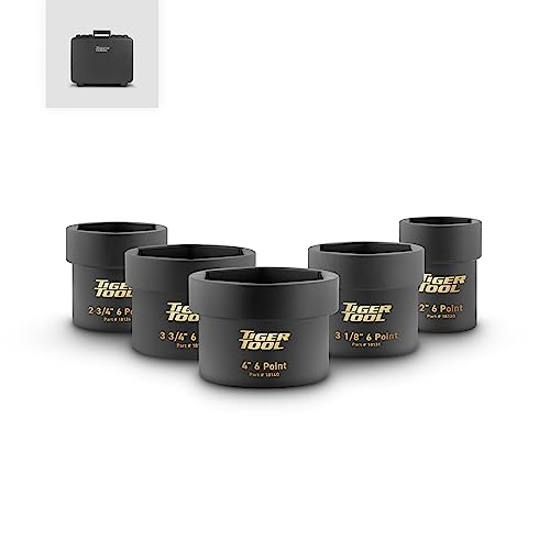 Tiger Tool 6-Point Axle Nut Socket Set for Commercial Trucks, Compatible with Class 6 – 8 Semi Trucks, Heavy Duty Transportation Trucks and Equipment, 18200