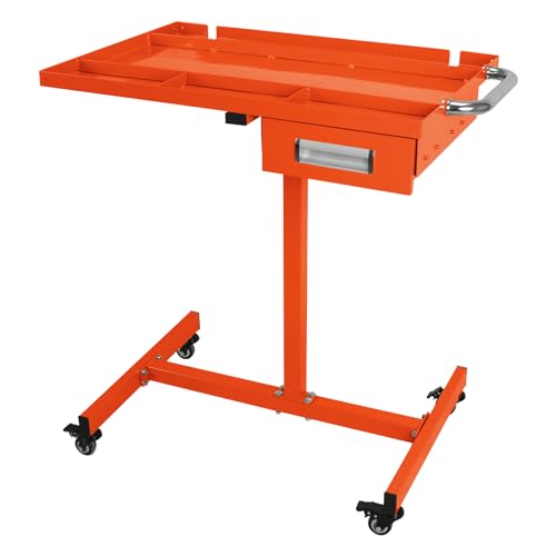 Rolling Tool Tray with Wheels,29×20×34in Tear Down Work Table with Drawers,220lbs Capacity Mechanics Rolling Work Table for Garage, Shop, DIY (Orange) - size: Orange
