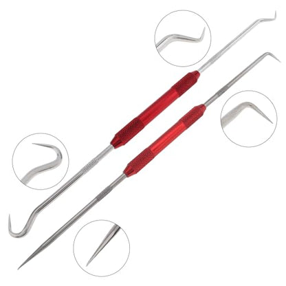 2PCS Hook and Pick Set Puller, Remover Rolling Flower Handle Multi Angle Hook Pick Tool Set for Remove the Small Fuse, Gasket, Spring, O Ring