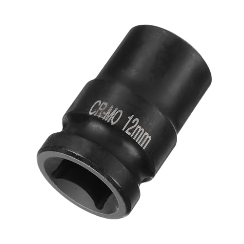 HARFINGTON 4 Point Square Socket 1/2" Drive 12mm Metric Square Impact Socket CR-MO Blackening Standard Wheel Sockets Pneumatic Socket Tool for Auto Repair Mechanical Maintenance Home Use - size: 12mm