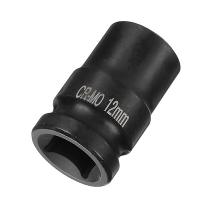 HARFINGTON 4 Point Square Socket 1/2" Drive 12mm Metric Square Impact Socket CR-MO Blackening Standard Wheel Sockets Pneumatic Socket Tool for Auto Repair Mechanical Maintenance Home Use - size: 12mm