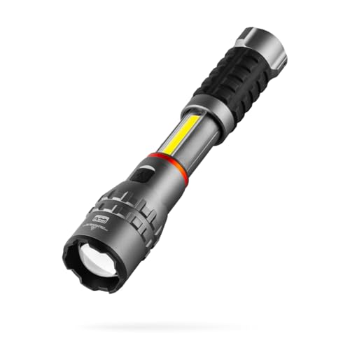 NEBO SLYDE King 4K Flashlight | Powerful 4000 Lumen LED Flashlight & 1000 Lumen COB Work Light, USB Rechargeable, IPX7 Waterproof, Magnetic Base, Zoomable, Super Bright Tactical Handheld Light - Gray - color: 4000 Lumens- Gray