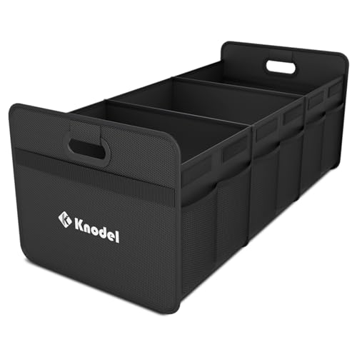 K KNODEL Car Trunk Organizer, Foldable Organizer for Car, Automotive Consoles & Organizers, 3 Compartments Storage with Reinforced Handles (Large, Black) - color: Black, size: Large