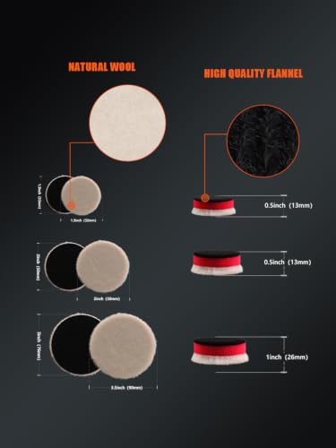 SPTA 29 Pcs Mini Car Polishing Pad Kit - 1", 2", 3" Sponge Foam Wool Microfiber Buffing Pads with 5/8"-11 Backing Plates & 5/8"-11 Drill Adapters for Auto Detailer, Scratch Removal & Tight Spaces - color: 29pcs Drill Buffing Pad Detail Polishing Pad Sets