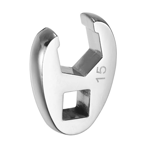 HARFINGTON Drive Crowfoot Wrench 3/8" Drive 15mm Metric Fractional Crowfoot Flare Nut Wrench 40Cr Chrome Plated Open End Crowfoot Wrench for Mechanics Automotive Repair Work - size: 15mm