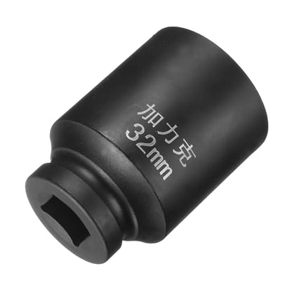 HARFINGTON 4 Point Square Socket 3/4" Drive by 32mm Metric Square Impact Socket 40CR Blackening Standard Wheel Sockets Pneumatic Socket Tool for Auto Repair Mechanical Maintenance Home Use - size: 32mm