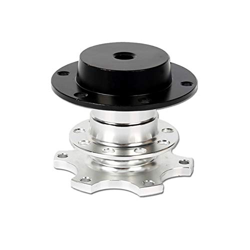 BestTeam Universal Steering Wheel Snap Off Quick Release Hub Adapter Boss Kit With 6-hole Steering Wheel Hub (Sliver) - color: Sliver