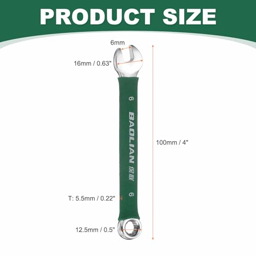 HARFINGTON 6mm Metric Combination Wrench 10 Degree Offset 12 Point Cr-V Steel Single Open End Spanner Wrenches for Automotive Repair Furniture Assembly - size: 6mm