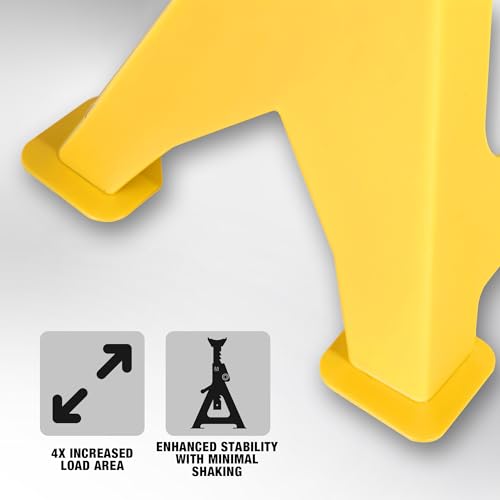 YELLOW JACKET Car Jack Stands 3 Ton with Double Locking and Large Foot Base for Lifting SUVS, Heavy Duty Steel, 6600 lb Capacity, 1 Pair, Yellow - color: yellow, size: 3 ton double locking and upgraded base