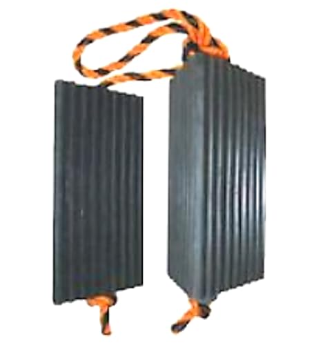 PRO SOURCE Black Rubber Wheel Chocks with Reflective Rope: 13 lb, 9.6" W x 4.3" H x 5" D, Set of 2