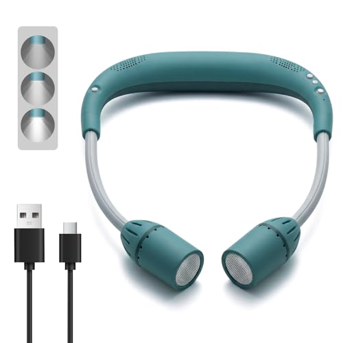 Neck Light with Bluetooth Speaker, 5 Modes, USB-C Rechargeable | Hands-free 2-in-1 neck light and Bluetooth speaker with adjustable 90° beams, 5 modes, USB-C charging, and 40+ hour runtime. - color: Cyan