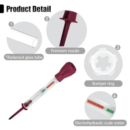 ZIMISI Car Battery Hydrometer, 11.5 Inch Deep Cycle Electric Hydraulic Density Meter, Precision Fast Detection Battery Tester, Automotive Repair Tool for Car, Golf Cart (Red) - color: Red