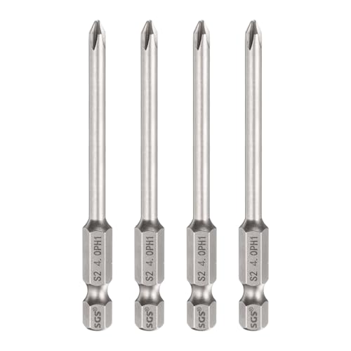 HARFINGTON 4pcs #1 Phillips Screwdriver Bit PH1 1/4" Hex Shank 3" (75mm) Long 0.16" Rod Magnetic Cross Head Drill Bits S2 Steel Industrial Screw Driver for Electric Power Tools, Gray - size: PH1 x 3" x 0.16"