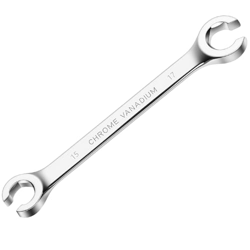 Flare Nut Wrench, 15mm x 17mm Double Open End Metric Wrench for Removing and Replacing Nuts for Automotive Repairs and Household Maintenance - size: 15mm x 17mm