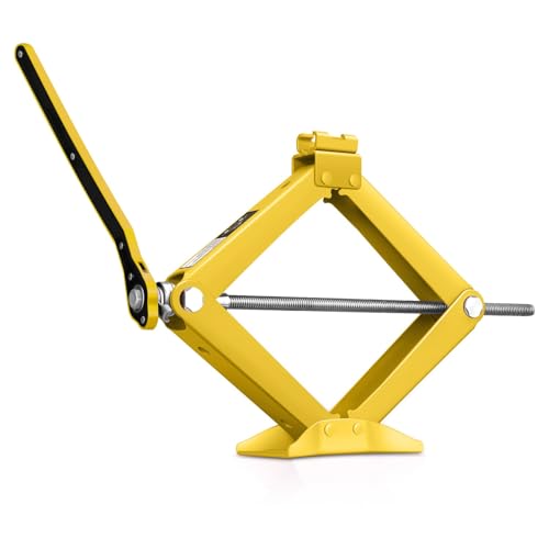 Auto Dynasty Scissor Jack, 2 Ton (4409 LBS) Portable Car Lift Jack, Quick Lift Car Tire Changing Kit with Extended Ratchet Wrench for SUV MPV Auto, Yellow - color: Yellow, size: 2T