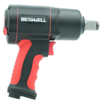 BESWELL BW-134F1N 3/4-Inch Mini Air Impact Wrench - 1230 Ft-Lbs Max Torque | Compact mini pneumatic gun designed for light truck repair, tight engine spaces, and demanding automotive maintenance.