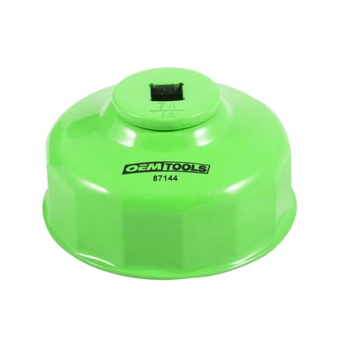 OEMTOOLS 74mm 14 Flute Oil Filter Wrench, Green, Blend | 74 mm 14 Flute Oil Filter Wrench, Fits 3/8" Ratchet, Non-Slip Grip, Rust-Resistant - style: 74 mm 14 Flute