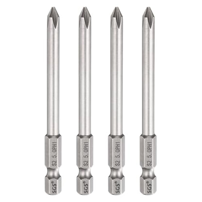 HARFINGTON 4pcs #1 Phillips Screwdriver Bit PH1 1/4" Hex Shank 3.15" (80mm) Long 0.2" Rod Magnetic Cross Head Drill Bits S2 Steel Industrial Screw Driver for Electric Power Tools, Gray - size: PH1 x 3.15" x 0.2"