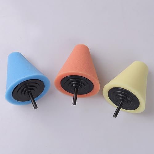 STOBAZA Car Burnishing Pad Set Cone Shaped 3-Piece Sponge Polishing Wheel for Automotive Wheel Hub Cleaning for Car Detailing and Buffing