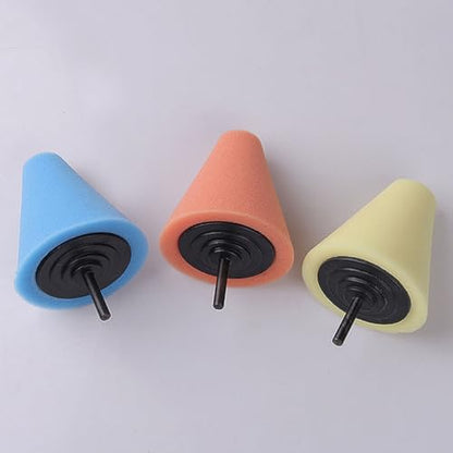 STOBAZA Car Burnishing Pad Set Cone Shaped 3-Piece Sponge Polishing Wheel for Automotive Wheel Hub Cleaning for Car Detailing and Buffing