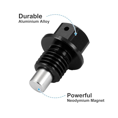 X AUTOHAUX 2 Set M12x1.5 Oil Drain Plug Magnetic Aluminum Alloy Sump Drain Nut Oil Drain Bolt with 2 Washer for Car Motorcycle Black - size: M12x1.5