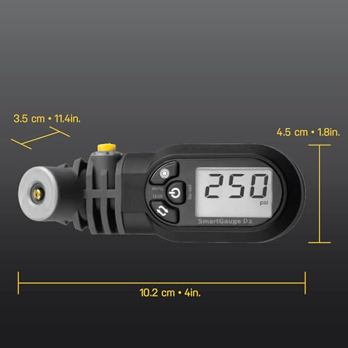 Topeak SmartGauge D2 Digital Tire Pressure Gauge – Presta/Schrader Compatible, 250 Psi/17 Bar, Precision Air Pressure Reader with LCD Display for Bikes, Motorcycles & Sports Equipment | bike-hand-tools