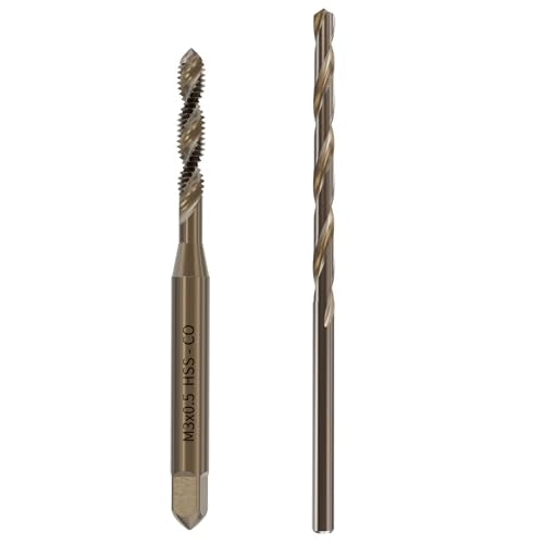 Tap and Drill Bit Set, M3x0.5 Tap and 2.5mm Twist Drill, HSS, Spiral Point | For M3x0.5 Thread Tapping and Drilling, Spiral Point Tap and Twist Drill Combo for Industrial Mechanics Metalworking - size: M3*0.5 + 2.5mm