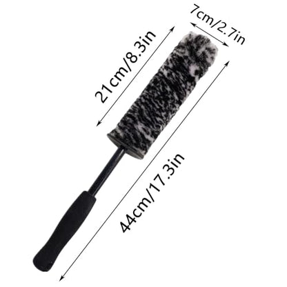 Wheel Barrel Brush, Rim Cleaner Brush, No-Scratch, Extended Handle Design, for Wheels, Rims, Small Slots & Brake Dust Crevices
