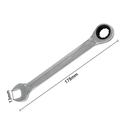 2 Pcs 13mm Ratchet Wrench Metric Ratcheting Wrench Set with 5° Movement and Hardened & 72 Teeth for Projects Metric Tight Spaces - size: 13 mm