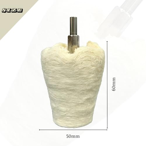 5PCS Cone-Shaped White Flannelette Buffing Wheel for Drill, Buffing Pad Cotton Polishing Wheel with 1/4" Handle, Wheel Shaped Polishing Tool for Metal Aluminum, Stainless Steel, Chrome, Jewelry, Wood
