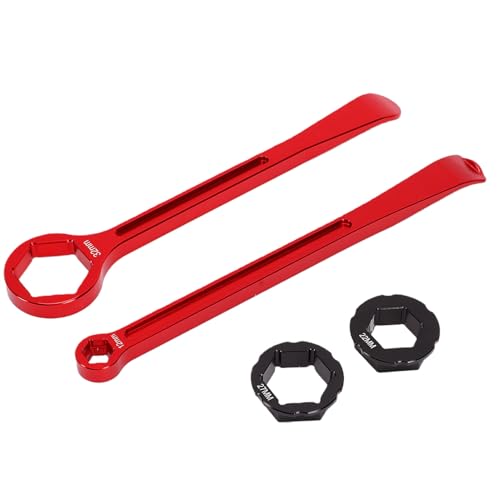 Vikye Motorcycle Tire Changing Tool Kit, CNC Aluminum Axle Nut Wrench and Spoon Lever Set with 10mm 13mm 22mm 27mm 32mm Hex Heads, for Dirt Bike Motocross