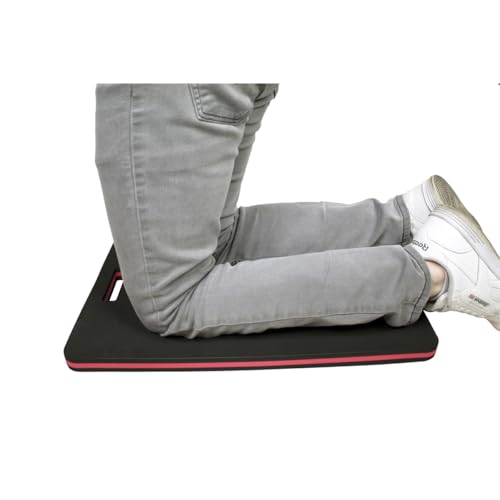 K Tool International 79400 24" X 16" Foam Kneeling Pad for Garages, Repair Shops and DIY, 1.13" Thick, Anti-Slip, Oil Proof and Solvent-Resistant, Built-in Handle, Magnetic Groove, Black/Red