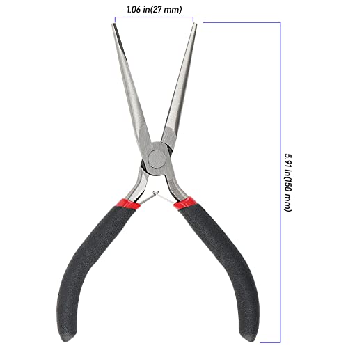 15 PCS 6 Inch Extra Long Needle Nose Pliers, Mini Precision Jewelry Pliers with Comfort Grip, Needle Nose Pliers for Jewelry Making, Repair, Crafts