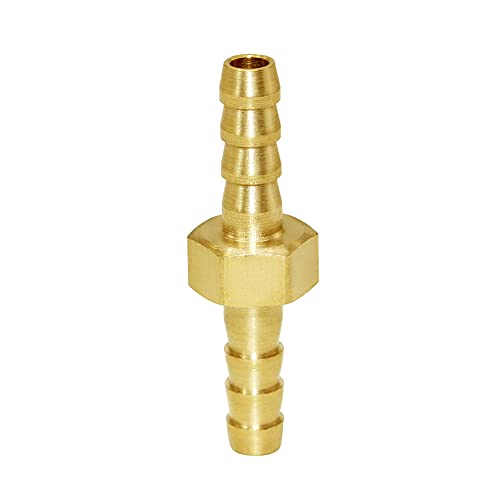 Joywayus 1/4" ID Hose Barb Hex Union Fitting Intersection/Split Brass Water/Fuel/Air with 6 Stainless Steel Clamps (Pack of 3) - size: 0.25 Inch, style: 3PCS