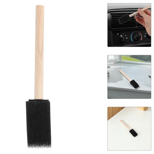 4pcs Car Vent Cleaning Brush Set with Soft Sponge and Wooden Handle, Automotive Interior Detail Brush for Ac Air Conditioner Vents and Dashboard Cleaning Tools