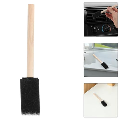 4pcs Car Vent Cleaning Brush Set with Soft Sponge and Wooden Handle, Automotive Interior Detail Brush for Ac Air Conditioner Vents and Dashboard Cleaning Tools