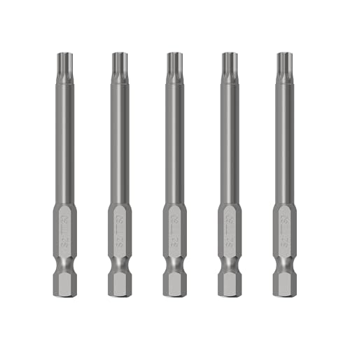 5PCS T30 Magnetic Tamper Proof Torx Screwdriver Bits, 1/4 Inch Hex Shank 3 Inch Length S2 Steel Security Drill Torx Head Drill Screw Driver Tools(75mm Long, Star 6 Point) - size: T30