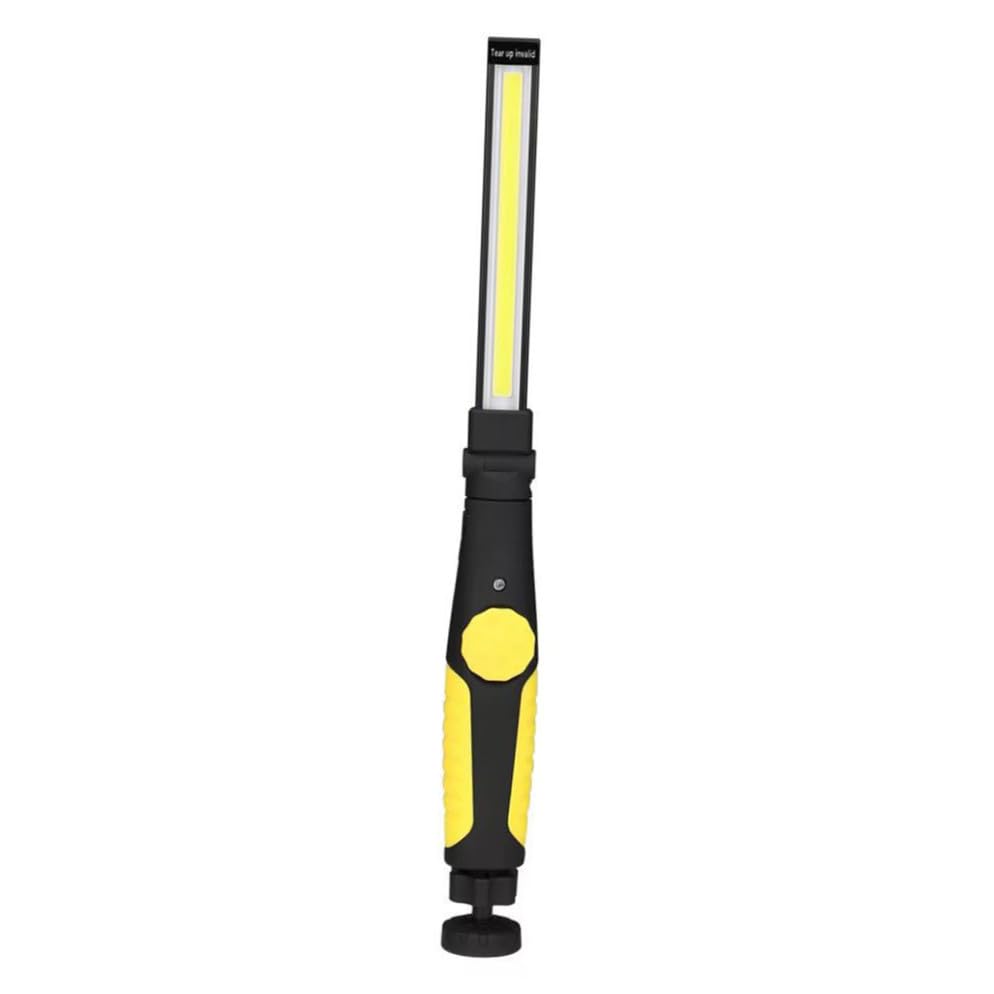 Veemoon Cob Led Rechargeable Magnetic Work Light Rotatable Inspection Flashlight for Mechanics Camping and Emergency Repairs Compact Design with Clip and Strong Magnet Yellow