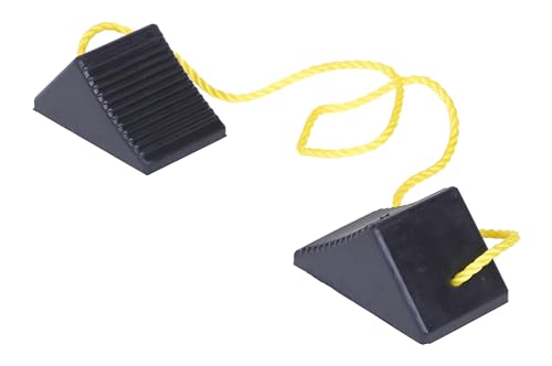 Vestil RWC-2-PR Molded Rubber Wheel Chock with Rope 8 In. x 56 In. x 4 In. Black