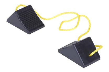 Vestil RWC-2-PR Molded Rubber Wheel Chock with Rope 8 In. x 56 In. x 4 In. Black