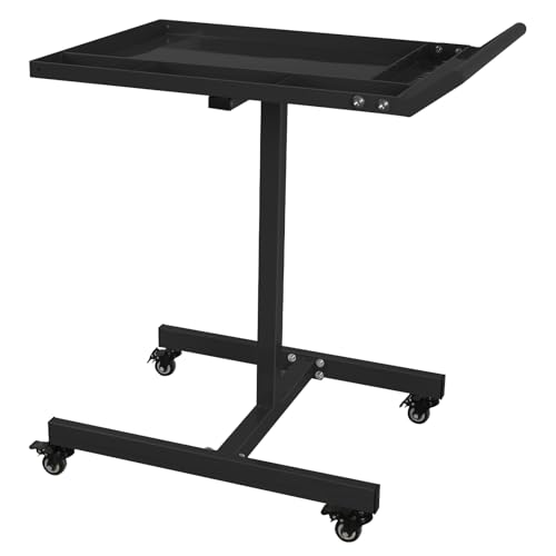 Rolling Tool Tray with Wheels,30×20 in Tear Down Work Table,220lbs Capacity Mechanics Rolling Work Table for Garage,Shop,DIY (Black) - size: Black