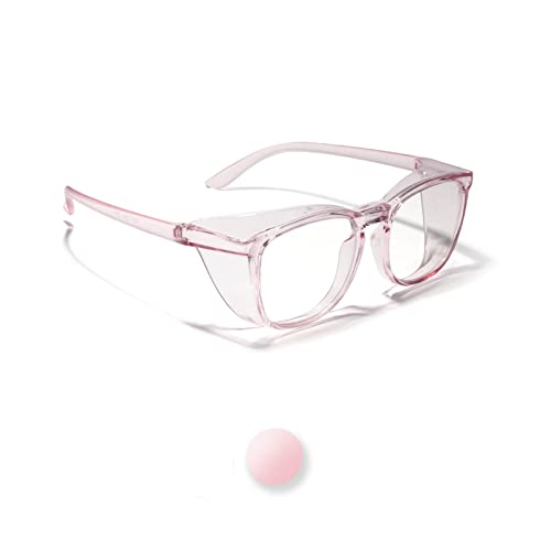 LianSan Oversize Anti-Fog Safety Glasses for Nurses, Z87.1 Certified Goggles for Women, Square UV Protection - color: Light Pink
