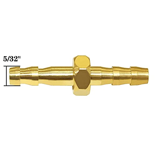 Joywayus Brass Hose Barb 5/32" ID Hex Union Brass Hose Fitting Water/Fuel/Air(Pack of 10) - size: 5/32", style: 10PCS