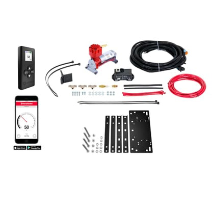 TrendsAuto Firestone Airide Ride-Rite Air Helper Springs Rear Kit & Heavy Compressor with Remote and Single Wireless App fits 2012-2026 Silverado Sierra C3500HD Cab-Chassis | TrendsAuto Decal - size: Single Path
