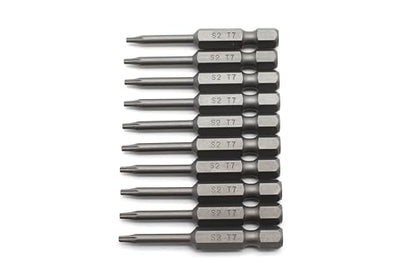 TEMO 10 pc T7 Torx Star Head Screwdriver Bit Set, S2 Steel 6 Point T-7 Reduced Round Shaft Screwdriver Insert Bits Hex Shank - size: T7 Round