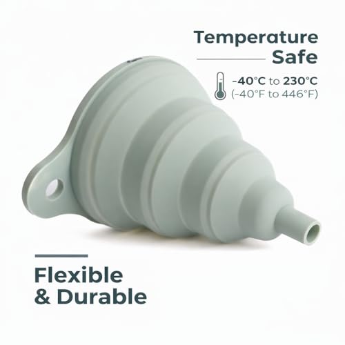 Collapsible Silicone Car Funnel for Oil Change, Gas & Coolant (2-Pack) - Large Foldable Oil Funnel, Gas Funnel & Coolant Funnel for Automotive Use - Spill-Resistant, Dishwasher Safe Funnels by Serro