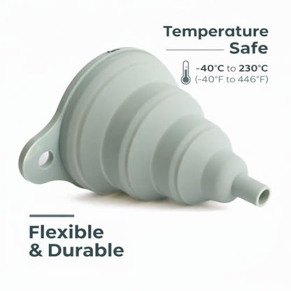Collapsible Silicone Car Funnel for Oil Change, Gas & Coolant (2-Pack) - Large Foldable Oil Funnel, Gas Funnel & Coolant Funnel for Automotive Use - Spill-Resistant, Dishwasher Safe Funnels by Serro